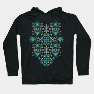 Palestinian Jordanian Traditional Tatreez Palestine Realistic Embroidery Pattern #13 blue Hoodie